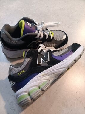 New Balance Kids Sneakers in Black, Gray, Purple & Lime